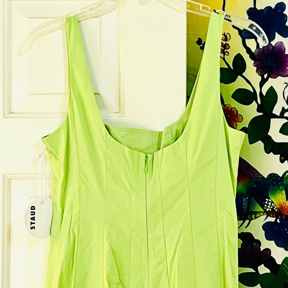 🌺🎉HP🎉🌺 NWT Staud Wells Midi Dress Lime - Picture 14 of 16